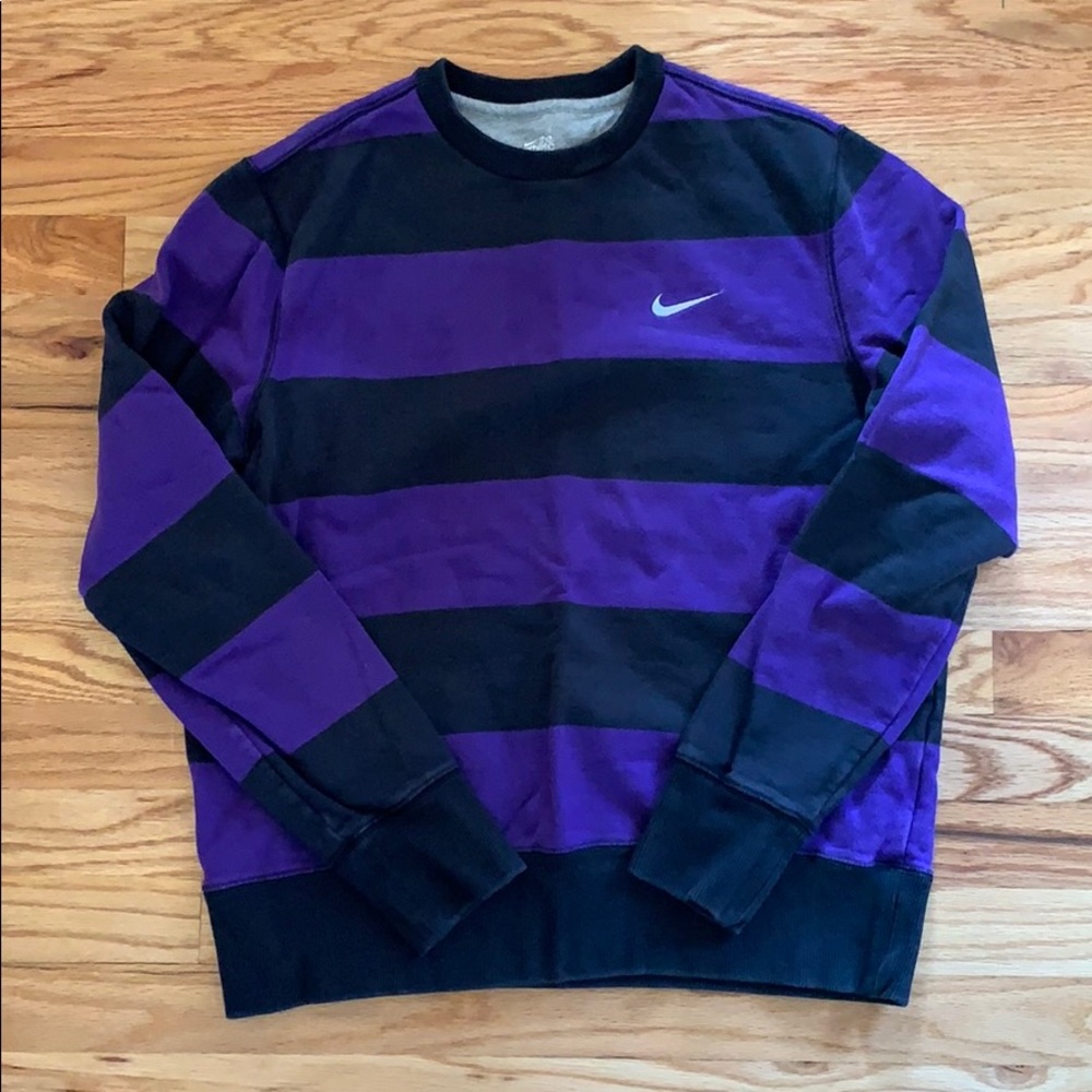Nike Purple and Black Striped Sweater